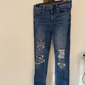 American Eagle Outfitters Blue Distressed Skinny Jeans